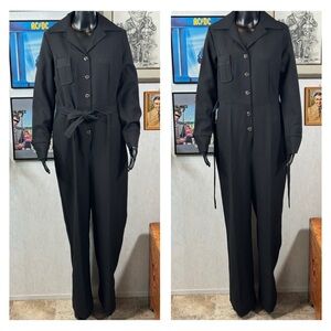 Vintage JCPenney Black Utility Jumpsuit | Size 16 | Belted One-Piece